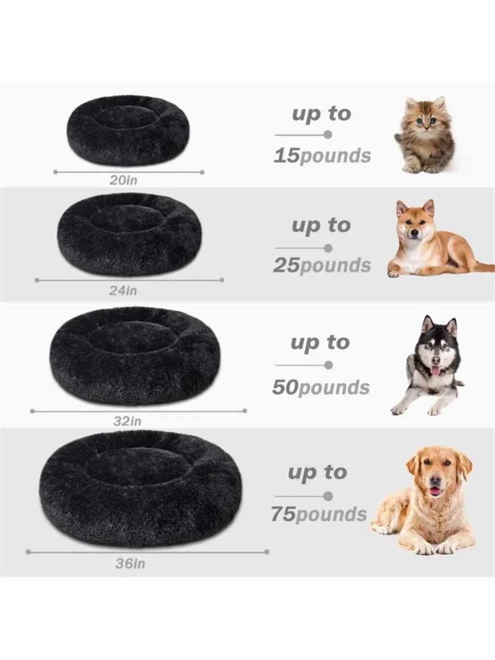 Calming Donut Pet Bed for Medium Dogs 32